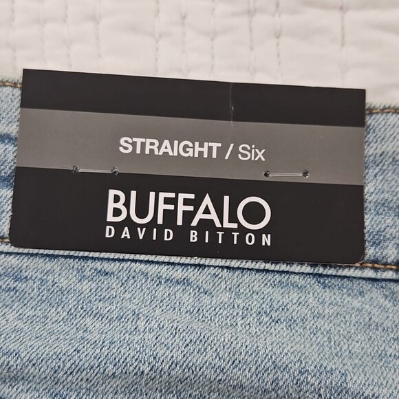 Buffalo David Bitton Straight Six Jeans Men's 34x30 Light Wash NWT Stretch NEW - Picture 8 of 16